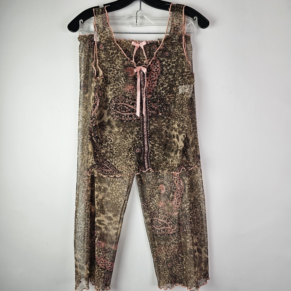 JoTadore Women's Animal Print Pajama Sheer Pant & Top Leopard‎ Size Large #35162